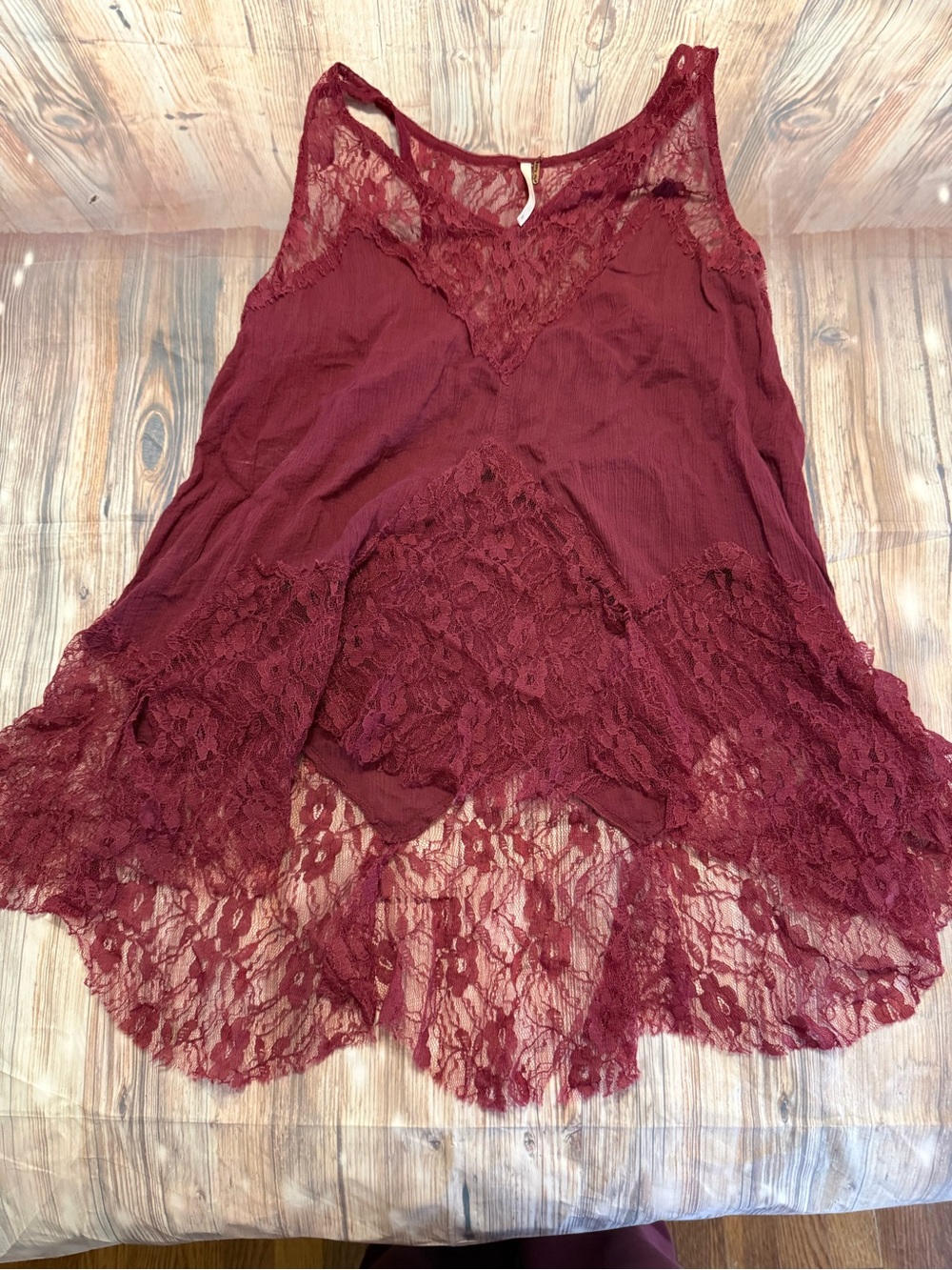 Lace-Trim Sleeveless Camisole Tank Top - Wine Free People